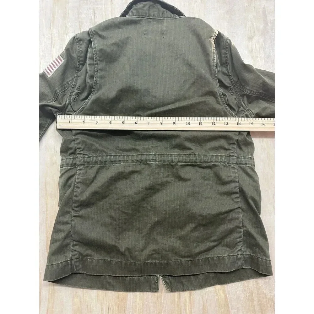 Polo Ralph Lauren Green Military Jacket Coat USA Flag Patch Child Size S 6‎